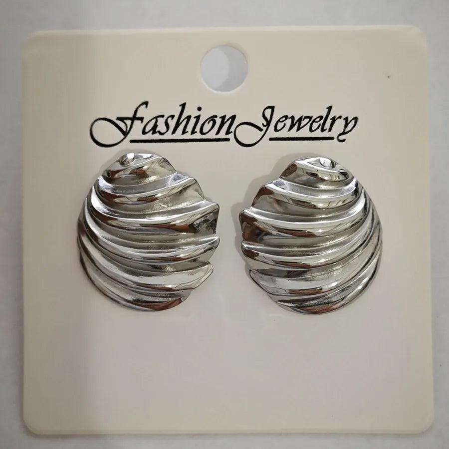 1 Pair Retro Solid Color Irregular Plating 304 Stainless Steel Ear Studs - Lilah jewellery boutique 