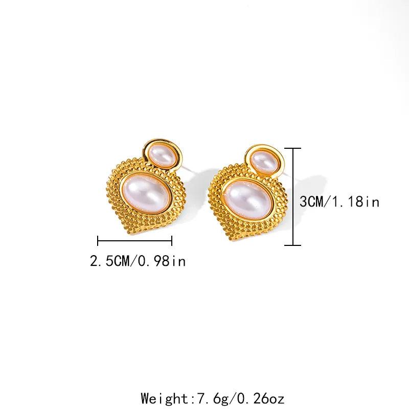 1 Pair Elegant Streetwear Oval Plating Inlay 304 Stainless Steel Artificial Pearls 14K Gold Plated Ear Studs - Lilah jewellery boutique 