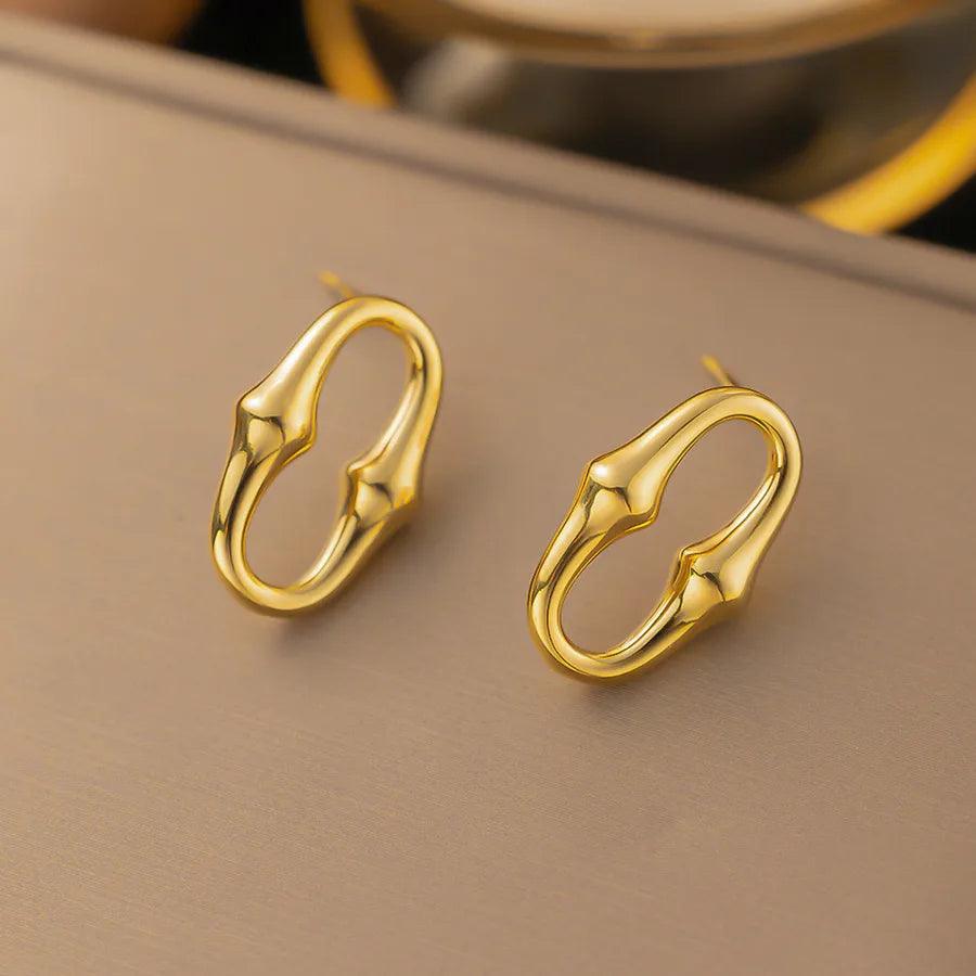 1 Pair Simple Style Geometric Round Solid Color Plating Titanium Steel Earrings Ear Studs - Lilah jewellery boutique 