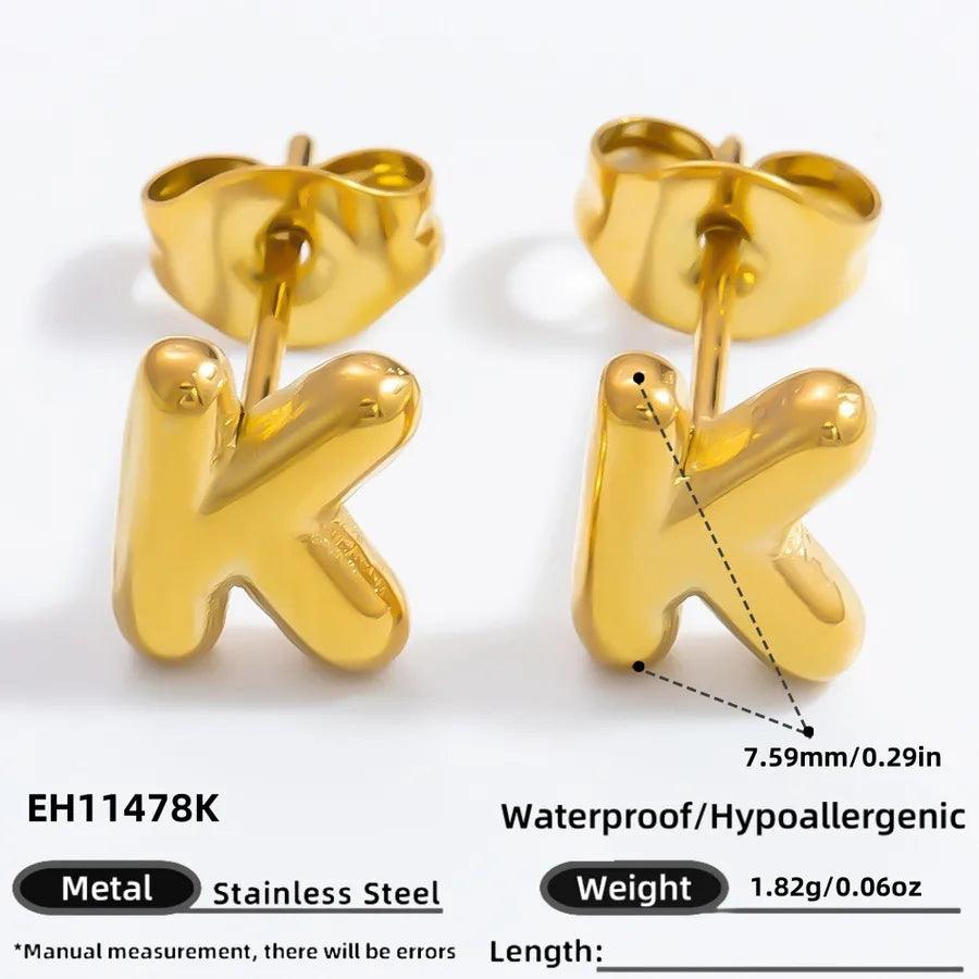 1 Pair Simple Style Letter Plating 304 Stainless Steel 18K Gold Plated Ear Studs - Lilah jewellery boutique 