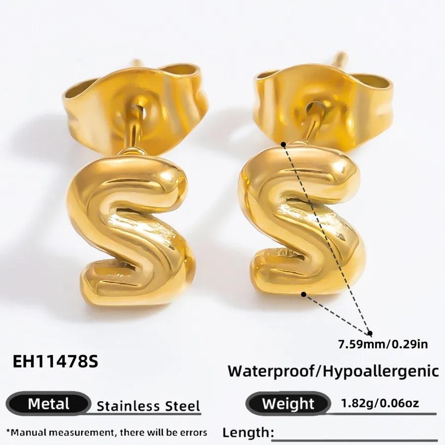 1 Pair Simple Style Letter Plating 304 Stainless Steel 18K Gold Plated Ear Studs - Lilah jewellery boutique 