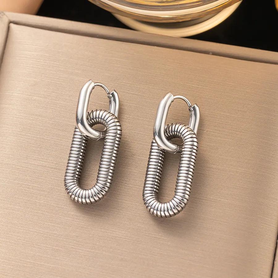 1 Pair Simple Style Geometric Round Solid Color Plating Titanium Steel Earrings Ear Studs - Lilah jewellery boutique 