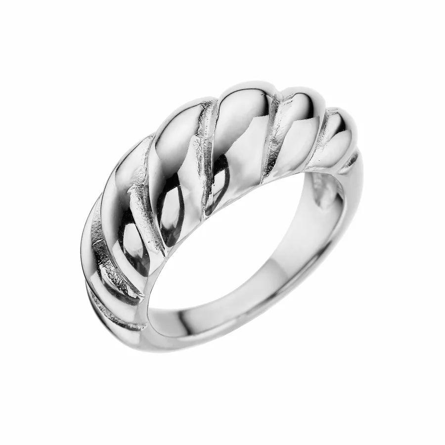 vintage style baroque style simple style oval twist stainless steel titanium steel inlay zircon rings - Lilah jewellery boutique 