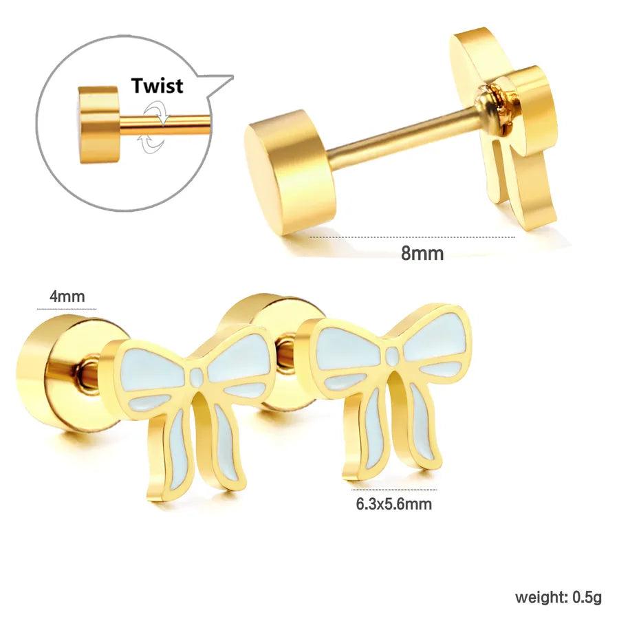 1 Pair Simple Style Ball Cake Watermelon Plating 304 Stainless Steel Bullet Backs Ear Studs - Lilah jewellery boutique 