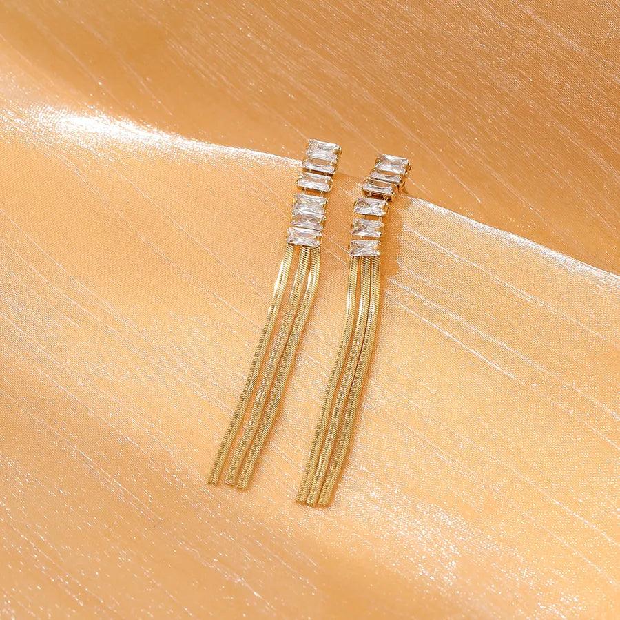 1 Pair Elegant Tassel Tassel 304 Stainless Steel Drop Earrings - Lilah jewellery boutique 