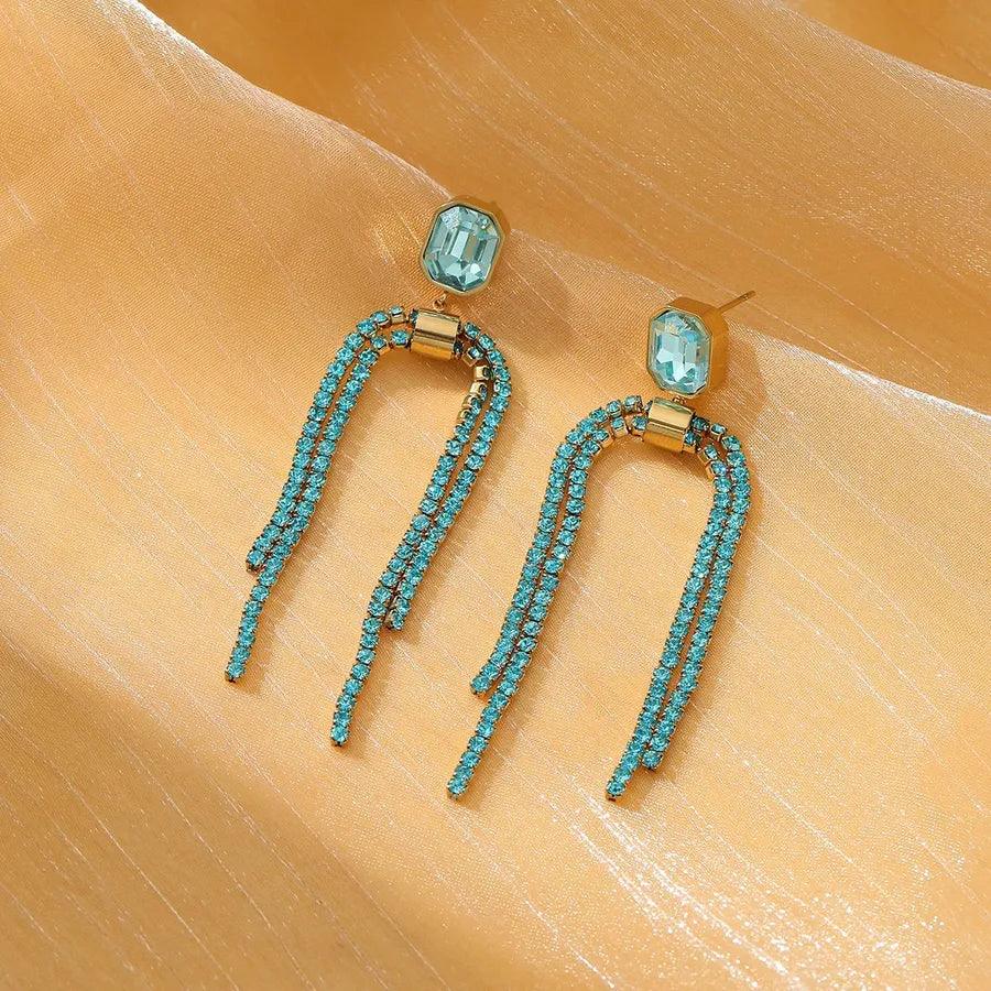 1 Pair Elegant Tassel Solid Color Tassel 304 Stainless Steel Drop Earrings - Lilah jewellery boutique 