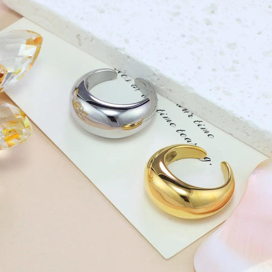 Jewelry Casual Simple Style Moon 304 Stainless Steel 18K Gold Plated Handmade Open Rings - Lilah jewellery boutique 