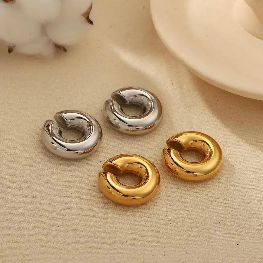 1 piece simple style solid color plating stainless steel gold plated ear cuffs - Lilah jewellery boutique 