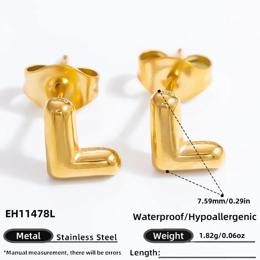 1 Pair Simple Style Letter Plating 304 Stainless Steel 18K Gold Plated Ear Studs - Lilah jewellery boutique 