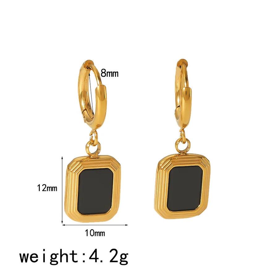 1 Pair Simple Style Quadrilateral Oval Polishing Plating 304 Stainless Steel 18K Gold Plated Drop Earrings - Lilah jewellery boutique 