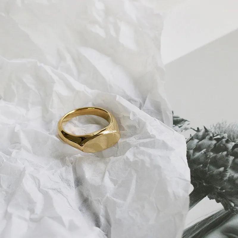 simple style commute solid color stainless steel plating gold plated rings - Lilah jewellery boutique 