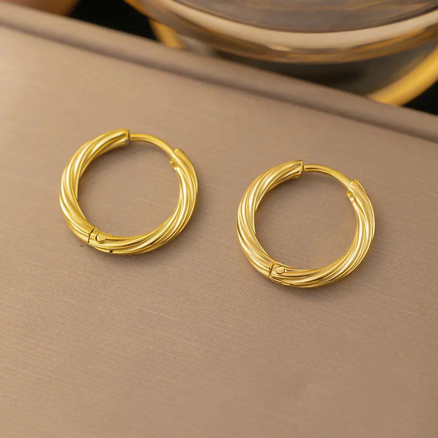 1 Pair Simple Style Geometric Round Solid Color Plating Titanium Steel Earrings Ear Studs - Lilah jewellery boutique 