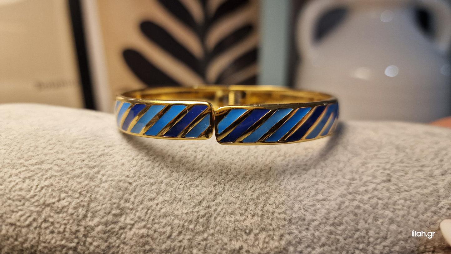 Inlay gold bracelet with enamel