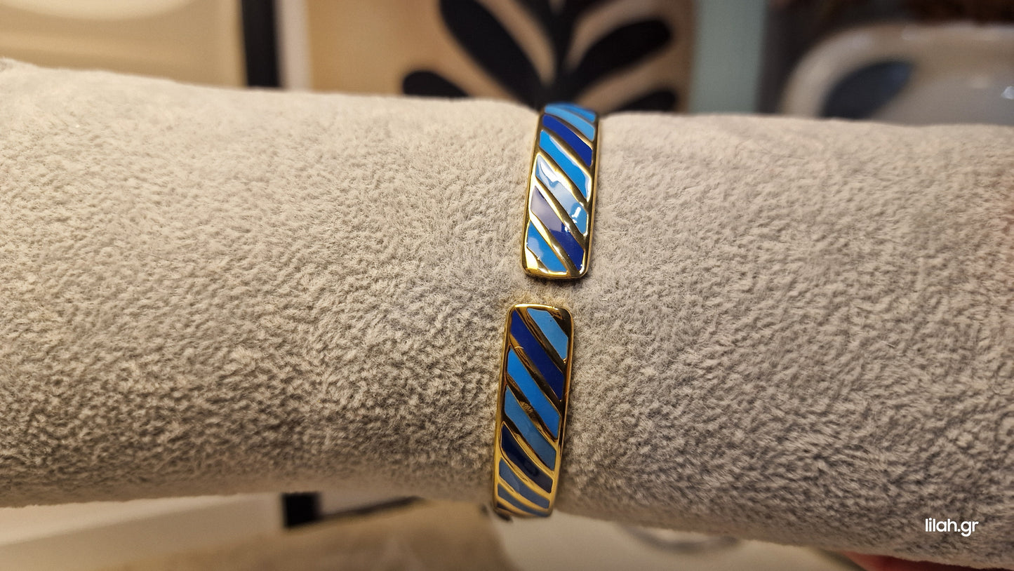 Inlay gold bracelet with enamel